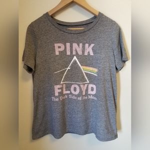 Pink Floyd Women Gray Short Sleeve Retro Rock T-Shirt X-Large